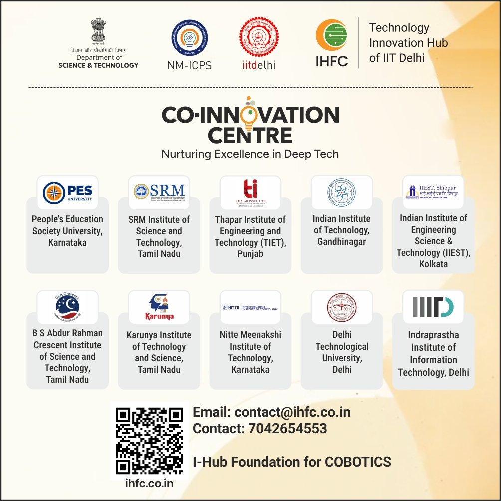 #IHFC #CoInnovationCentre #CiC #Tech #Innovation #student #youngsters #PES #SRM #Thapar #IIT #IIEST #Crescent #Karunya #NitteMeenakshi #DTU #IIITD
